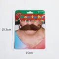 Detailansicht der braunen künstlichen Schnurrbartverpackung, 15 cm mal 19,3 cm - Nach Oben Gewollter Stil / Braun