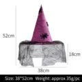 Violetter Halloween Hexenhut mit schwarzem Spinnennetzmuster und Schleier für Party Dekorationen - Einheitsgröße / Spinnen-Netzschleier-Hut / Fuchsia