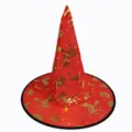 Roter Halloween Hexenhut mit Goldfolienmustern für Maskenparty Kostüm - Einheitsgröße / Rot Bronzieren
