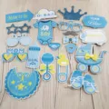 Blaues Jungen Babyparty Fotorequisiten Set mit It's a Boy und Oh Baby Schildern Deko - Neuer Schleifen-Junge