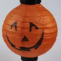 Halloween Dekoration klassische orangefarbene Kürbis-Papierlaterne mit schwarzem Gesicht - Kürbis-Muster / Orange
