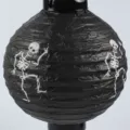 Gruselige schwarze Halloween Papierlaterne mit weißen Skelettdrucken für Partydekorationen - Skelett-Muster