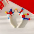 Plüsch-Haarreif für Kinder mit traditionellem chinesischem Löwentanz-Design für Neujahr - Einheitsgröße / Weißer Löwe Bunte Bommel Haarreif