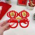Gafas decorativas rojas de Año Nuevo Chino con linternas y letras doradas brillantes - Montura de Gafas Feliz Año Nuevo / Talla única