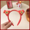 Festliches rotes Plüschstirnband für das Mondneujahrsfest, SKU-Ansicht. - Einheitsgröße / Glückstasche Mädchen Roter Haarreif
