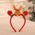 Festlicher Weihnachtsrentier-Haarreif mit roten Filzfäustlingen und grünen Akzenten - Rentier mit erhobenen Händen Stil (5780282400482)