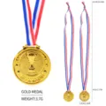 Goldene Siegermedaillen für Kinder-Sportfeste und Partys mit Trikolore-Bändern - Kronen Trophäen Stil / Band einseitig ca. 38cm / Gold