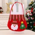 Festliche rote Filz-Weihnachtsgeschenktüte mit Weihnachtsmann und Baum für Kinderfeste. - Handtasche mit farbiger Öffnung (Weihnachtsmann)
