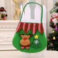 Festliche grüne Weihnachts-Apfeltasche mit süßem Rentier- und Baum-Applikationen - Handtasche mit farbiger Öffnung (Rentier)