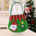 Grüne Weihnachtstasche aus Filz mit Plüschbärkopf und glitzerndem Weihnachtsbaum - Handtasche mit farbiger Öffnung (Bär)