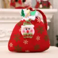Rote Weihnachts-Geschenktüte mit Kordelzug, süßem 3D-Schneemann und Schneeflockenmustern - Samt-Kordelzugbeutel - Schneemann / Rot