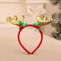 Festliches Weihnachts-Rentier-Haarband mit goldenen Pailletten und bunten Pompons - Pailletten Goldenes Geweih Stil (5780282400497)