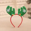 Grüner Pailletten Weihnachts Rentier Geweih Haarreif mit Schneeflocken und Bommeln - Breiteres Grünes Geweih Stil (5780282400499)