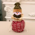 Festlicher Weihnachts-Schneemann-Geschenkbeutel mit JOY-Aufdruck aus rotem Stoff - Leinen-Kordelzugbeutel - Schneemann / Rot