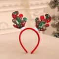Weihnachts-Rentiergeweih-Haarreif mit festlichem rot-grünem Karo-Schneeflockenmuster - Grünes Karomuster Geweih Stil (5780282400501)
