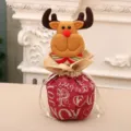 Roter Rentier-Geschenkbeutel mit Kordelzug für Weihnachtsäpfel und kleine Überraschungen - Leinen-Kordelzugbeutel - Rentier / Rot