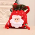Roter Plüsch-Weihnachtsgeschenkbeutel mit 3D-Weihnachtsmann-Gesicht und Kordelzug - Vintage Zuziehbeutel (Weihnachtsmann)