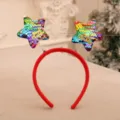 Regenbogen Pailletten Stern Stirnband mit Merry Christmas Text für Weihnachtsfeier - Pailletten Bunter Stern Stil (5780282400504)