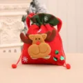 Festlicher Weihnachts-Apfelbeutel mit süßem Plüsch-Rentier und Kordelzugverschluss - Vintage Zuziehbeutel (Rentier)