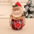 Weihnachtsgeschenkbeutel Nikolaus mit Kordelzug, rotem Karomuster und Juteschnüren - Apfelbeutel mit Karomuster (Weihnachtsmann)