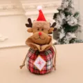 Festlicher Weihnachts Rentier Geschenkbeutel mit Kordelzug und rotem Karomuster - Apfelbeutel mit Karomuster (Rentier)