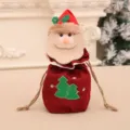 Roter Weihnachts-Kordelzugbeutel aus Leinen mit Weihnachtsmann-Kopf und Filzbäumen - Einfarbiger Apfelbeutel (Weihnachtsmann)