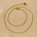 Goldene Edelstahl dünne Schlüsselbein Kette Halskette minimalistischer Modeschmuck neu. - Panzerkette (40+5 cm)