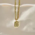 Goldener Edelstahl Buchstabe S Anhänger Halskette mit Figaro Kette Modeschmuck Variante - Buchstabe S / Gold