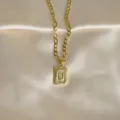 Goldene Edelstahl Quadratische Buchstaben U Anhänger Halskette Schmuck Mode Damen - Buchstabe U / Gold