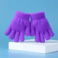 Kinderen effen kleur nep nertsbont gebreide handschoenen, warme detailweergave in de winter. - Eén maat / Kristal lila
