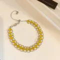 Yellow crystal mesh silver bracelet luxury palace style fashion wrist jewelry accessory - Silver/Yellow