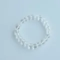 Clear quartz crystal beaded stretch bracelet detail, natural gemstone handmade jewelry view. - 1# Natural White Crystal