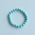 Close-up detail of the turquoise stone beaded elastic bracelet, showing fine natural matrix. - 7# Natural Turquoise