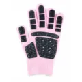 Pet grooming glove for cats and dogs, pink knitted bath massage brush with rubber tips. - Pink
