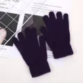 Winter warm acrylic knitted gloves for outdoor sports, cozy and thick purple solid color. - Solid Purple
