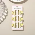 Set of 6 mini 2.5cm hair claw clips with yellow and white checkered pattern on card - 6 Pieces/Pack / Glossy Light Yellow