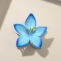 Pince à cheveux fleur de frangipanier bleue élégante pour coiffures de vacances - Emballage individuel (sac OPP) / Bleu Dégradé (8cm)