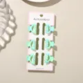 Set of 6 mini 2.5cm hair claw clips in pastel green and blue patterns - 6 Pieces/Pack / Glossy Emerald Green
