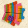 Morbidi guanti in cashmere colorati a righe per bambini con polpo viola per linverno. - Taglia unica / Guanti da orologio polpo