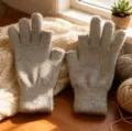 Comodi guanti grigi con dita separate per donna, abbigliamento invernale caldo per studenti. - Taglia unica / Guanti con due dita scoperte - Grigio