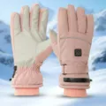 Heated winter gloves, pink waterproof rechargeable touch screen outdoor sports thermal gloves - One Size / Pink