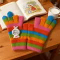 Bunte Kinder Kaschmirhandschuhe mit süßem Kaninchen, warme Winterfäustlinge für Jungen. - Einheitsgröße / Handschuhe mit Hasenmotiv für Armbanduhren