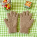 Accoglienti guanti senza dita soffici e peluche in tinta unita da donna, caldi invernali. - Taglia unica / Guanti con due dita scoperte - Kaki