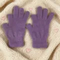 Women autumn winter purple half finger fleece warm gloves student typing knit thick mittens - One Size / Two-Finger Cutout Gloves - Purple