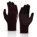 Gants tactiles thermiques en tricot avec points antidérapants pour le cyclisme en plein air. - Rouge