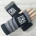 Strick fingerlose Handschuhe Winter warm schwarz grau Hund Mami Pfotenabdruck stilvoll - Buchstabe Schwarz