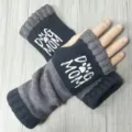 Damen Herbst Winter Strick fingerlose Handschuhe grau Hunde Mami Muster warme Armstulpen - Buchstabe Cyan