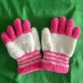 Guantes de invierno de felpa para mujer, guantes de punto suaves y calientes rosa blanco. - Talla única / Blanco y Rojo