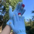 Guanti in maglia touchscreen caldi invernali con motivo di pupazzo di neve per sci all'aperto. - Taglia unica / Fascia di Natale blu