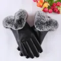 Herren Lederhandschuhe Winter warm gefüttert winddicht Touchscreen stilvoll schwarz fünf Finger - Einheitsgröße / Damen-Lederhandschuhe